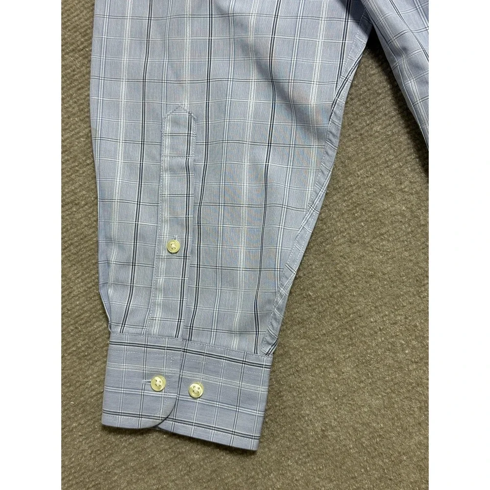 Jos A Bank Shirt Mens Medium Blue Check Plaid Button Down Long Sleeve Cotton‎